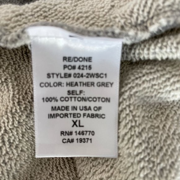 NWT  Size XL RE/DONE 60s Raglan Hoodie Heather Grey - Picture 7 of 7